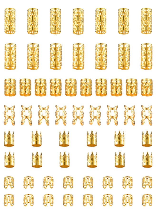 Tyqour 120Pcs Gold Hair Jewelry for Locs, Hair Cuffs for Braids, Hair Clips for Braids, Gold Hair Rings, Adjustable Hair Charms for Braids, Hair Braid Accessories for Women Men Braids Decoration - Image 1